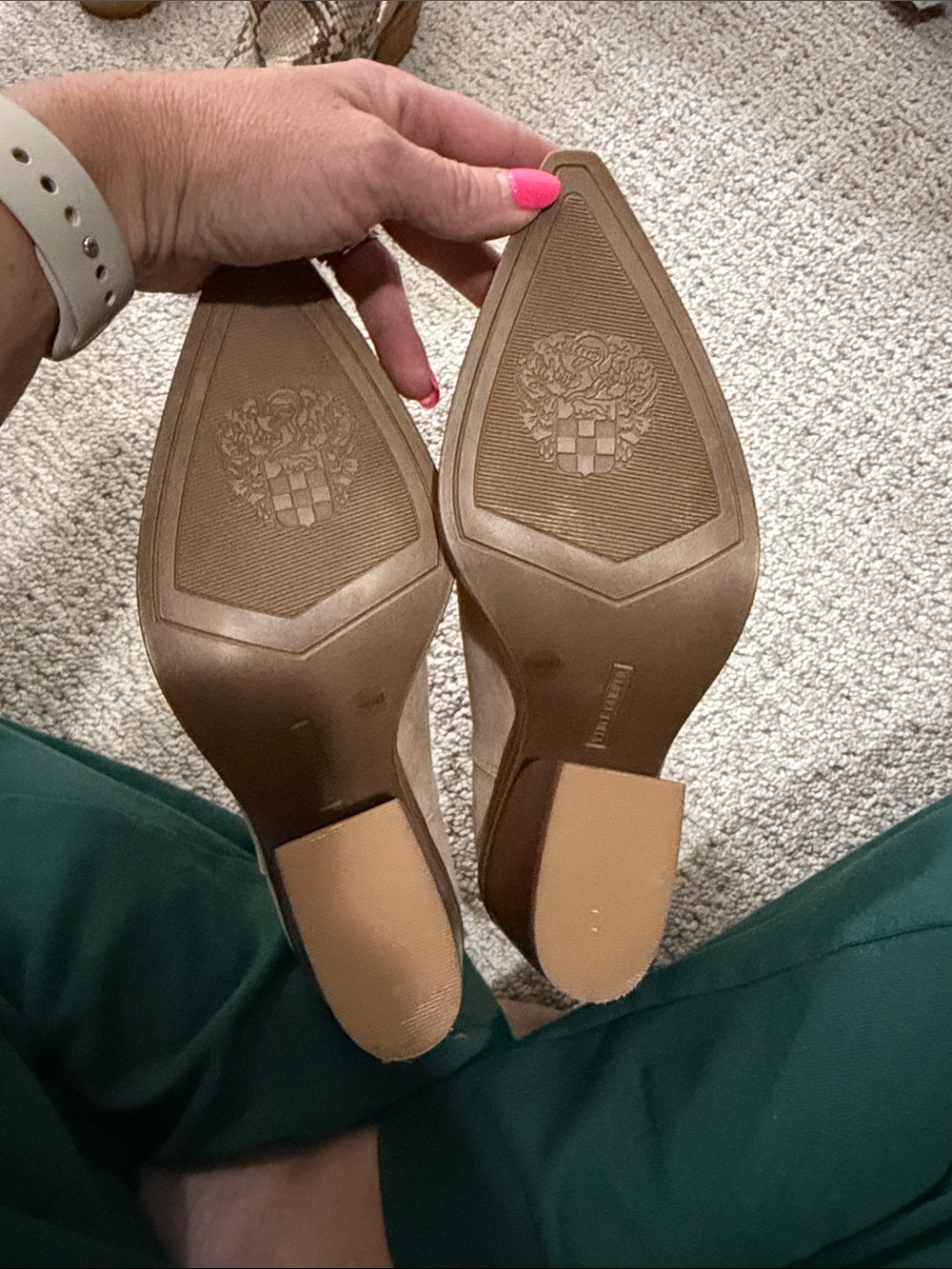 Vince Camuto Taupe Pointed Toe Suede Ankle Booties - Picture 2 of 5